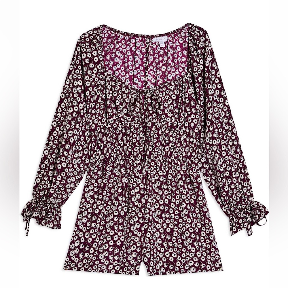 NWT - Topshop Floral Print Prairie Romper - Picture 3 of 9